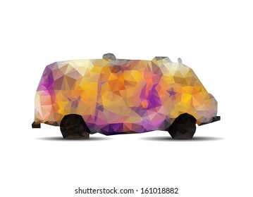 Geometric polygonal Graffiti van. Vandalism.