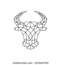 Geometric polygonal head bull logo vector illustration