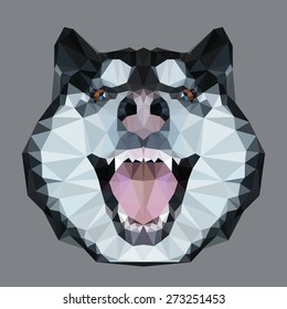 Geometric polygonal head of a dog 