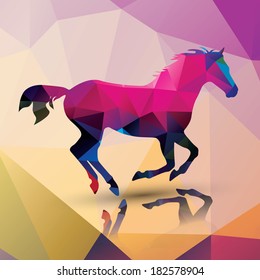 Geometric polygonal horse, pattern design, vector illustration