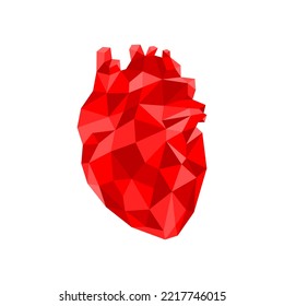 Ilustración vectorial del logotipo del corazón humano poligonal geométrico