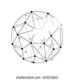 Geometric polygonal lines sphere. Abstract connection wireframe