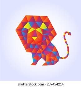Geometric polygonal lion, pattern design, vector illustration