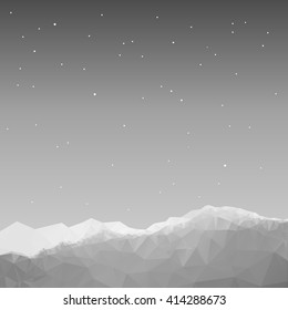 Geometric polygonal mountain landscape. Vector background of polygonal low poly mountain view. Highlands landscape, vector background for flyer, advertising, banner, ads, poster