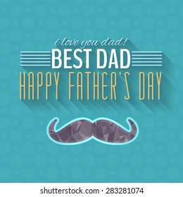 Geometric Polygonal Mustache Symbol and Happy Father's Day. Announcement and Celebration Message Poster, Flyer
