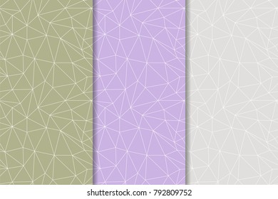 Geometric polygonal ornaments. Set of colored seamless patterns for textile, paper, wallpapers and fabrics.