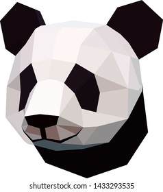 Geometric polygonal panda head animal style design vector logo