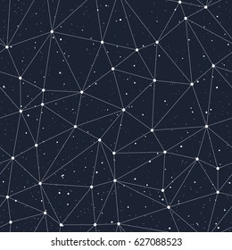 Geometric polygonal seamless backgrounds. Abstract dark blue and white pattern. Vector illustration.