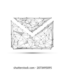 Geometric polygonal shape black vector of Message Icon. Consisting of points, lines, and low poly shapes in the form of design on white background.
