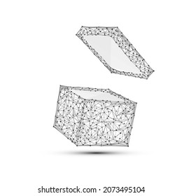 Geometric polygonal shape black vector of gift box. Consisting of points, lines, and low poly shapes in the form of design on white background.