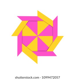 Geometric polygonal shape made of paper in origami technique vector Illustration isolated on a white background.