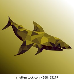 Geometric polygonal shark. Brown background.