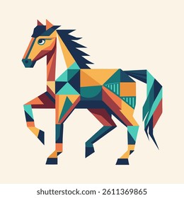 Geometric polygonal silhouette of horse. Year of the Horse. Greeting card illustration.