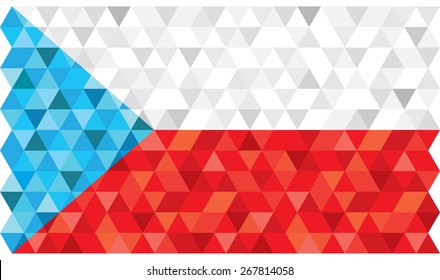 Geometric polygonal style vector flag of Czech Republic.