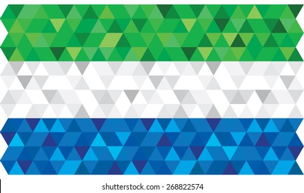 Geometric polygonal style vector flag of Sierra Leone. 