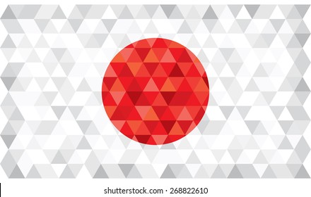 Geometric polygonal style vector flag of Japan