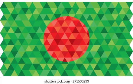 Geometric polygonal style vector flag of Bangladesh