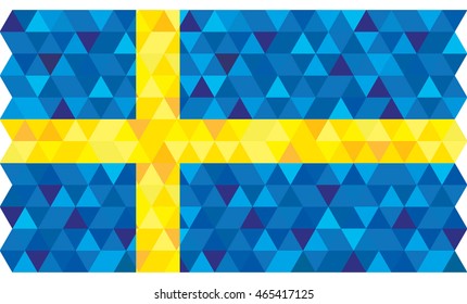 Geometric polygonal style vector flag of Sweden