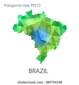 Geometric polygonal style vector map of Brazil. Brazil map with geometric polygonal on white background.