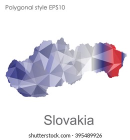 Geometric polygonal style vector map of Slovakia. Slovakia map with geometric polygonal on white background.