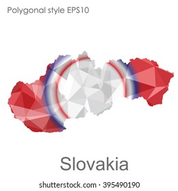 Geometric polygonal style vector map of Slovakia. Slovakia map with geometric polygonal on white background.