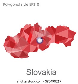 Geometric polygonal style vector map of Slovakia. Slovakia map with geometric polygonal on white background.