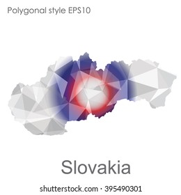 Geometric polygonal style vector map of Slovakia. Slovakia map with geometric polygonal on white background.