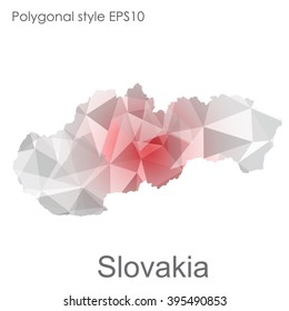 Geometric polygonal style vector map of Slovakia. Slovakia map with geometric polygonal on white background.
