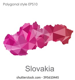 Geometric polygonal style vector map of Slovakia. Slovakia map with geometric polygonal on white background