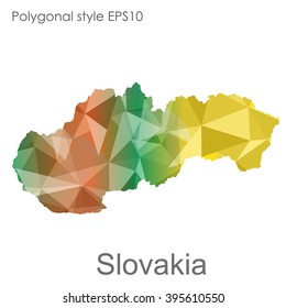 Geometric polygonal style vector map of Slovakia. Slovakia map with geometric polygonal on white background