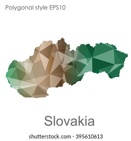 Geometric polygonal style vector map of Slovakia. Slovakia map with geometric polygonal on white background