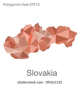 Geometric polygonal style vector map of Slovakia. Slovakia map with geometric polygonal on white background.
