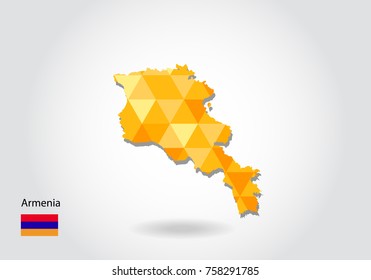 Geometric polygonal style vector map of armenia. Low poly map of armenia. Colorful Polygonal map shape of armenia on white background - vector illustration eps 10.