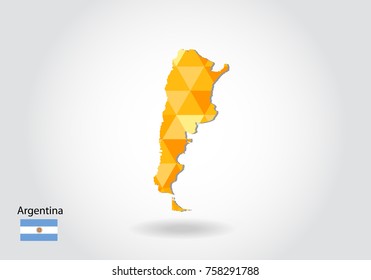 Geometric polygonal style vector map of argentina. Low poly map of argentina. Colorful Polygonal map shape of argentina on white background - vector illustration eps 10.