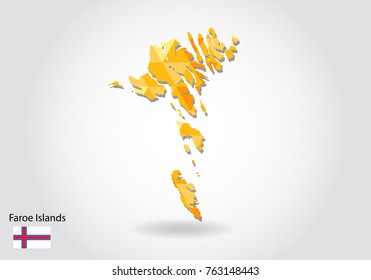 Geometric polygonal style vector map of faroe Islands. Low poly map of faroe Islands. Colorful Polygonal map shape of faroe Islands on white background - vector illustration eps 10.