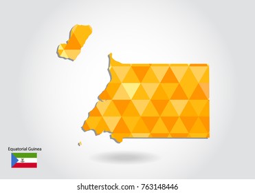 Geometric polygonal style vector map of equatorial Guinea. Low poly map of equatorial Guinea. Colorful Polygonal map shape of equatorial Guinea on white background - vector illustration eps 10.