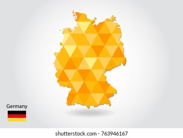 Geometric polygonal style vector map of germany. Low poly map of germany. Colorful Polygonal map shape of germany on white background - vector illustration eps 10.