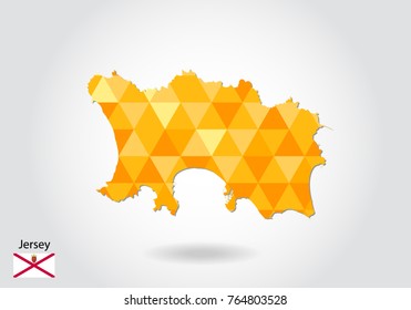 Geometric polygonal style vector map of Jersey. Low poly map of Jersey. Colorful Polygonal map shape of Jersey on white background - vector illustration eps 10.