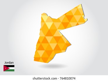 Geometric polygonal style vector map of Jordan. Low poly map of Jordan. Colorful Polygonal map shape of Jordan on white background - vector illustration eps 10.