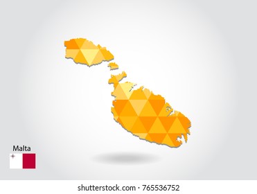 Geometric polygonal style vector map of malta. Low poly map of malta. Colorful Polygonal map shape of malta on white background - vector illustration eps 10.