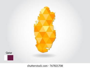 Geometric polygonal style vector map of Qatar. Low poly map of Qatar. Colorful Polygonal map shape of Qatar on white background - vector illustration eps 10.