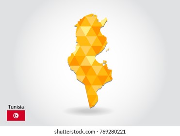 Geometric polygonal style vector map of tunisia. Low poly map of tunisia. Colorful Polygonal map shape of tunisia on white background - vector illustration eps 10.