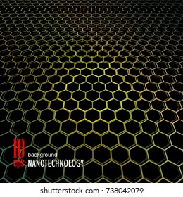  geometric polygons background hexagon, nanotechnology concept symbol, abstract  metallic wallpaper, vector