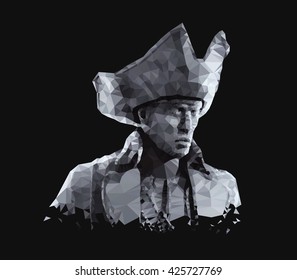 Geometric portrait of  pirate. Low poly 3D illustration.