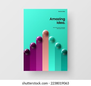 Geometric postcard design vector template. Isolated realistic spheres catalog cover illustration.