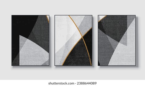 Geometric poster. Abstract geometric landscape banner with minimalist shapes and curves. Wallpaper, wall art, hanging paintings