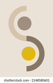 Afiche geométrico. Impresiones abstractas y decoración de paredes. Moderna impresión de arte neutro minimalista. Estilo boho.