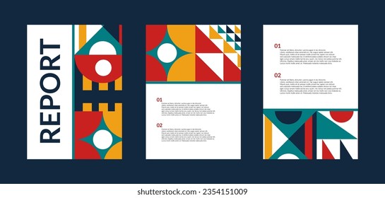 Geometrisches Poster und Bauhaus-Überdeckungsvektor-Vorlagen. Abstrakte Geometrie mit minimalem Formen, kreatives Design