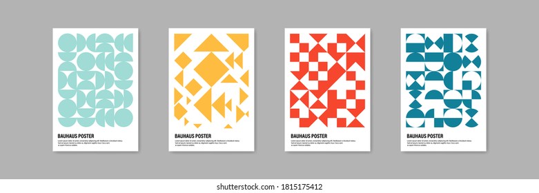 Geometric poster in Bauhous style. Vector cover background elements.  Simple modern design. Web banner template. Stock vector. EPS 10