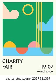 geometric poster for charity fair vector illustration
